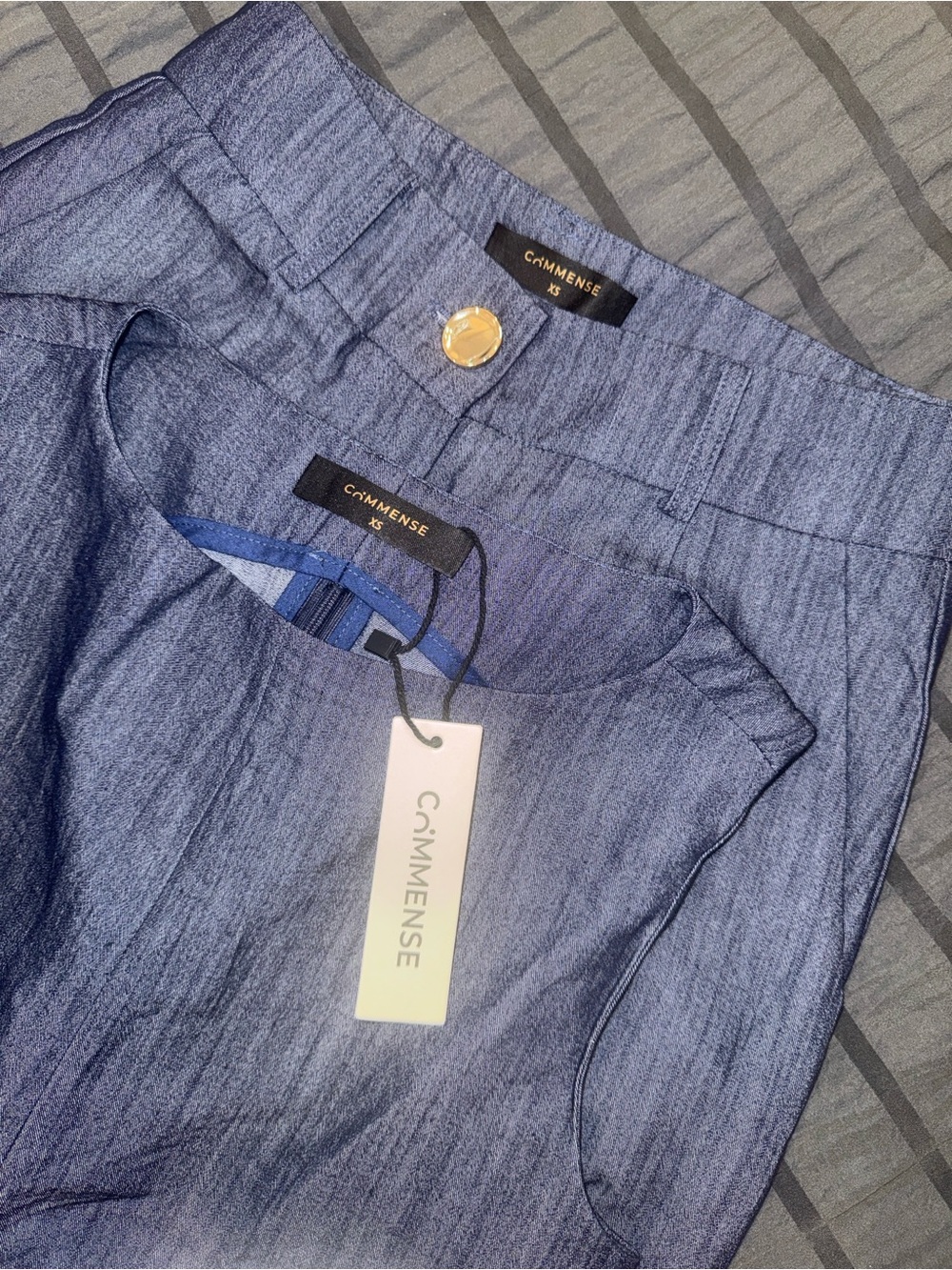 Commense Blue Wide-Leg Pantsuit with Tie-Front Crop Top - Picture 3 of 5